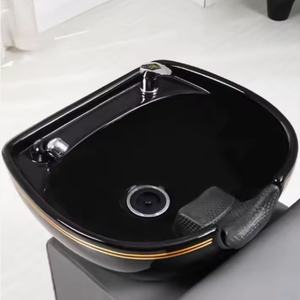 Sillón de Lavado para Salón de Belleza, Unidad de Lavado con Lavabo, Cama para Lavar el Cabello, Lavabo de Cerámica Inclinable con Asiento Ajustable - Product Image 2