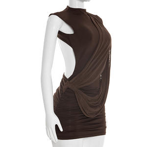 Vestidos de Verano Elegantes para Mujer Viviblook D26DS056, Plisados, Ajustados, Sin Mangas, Asimétricos, con Lazo en la Espalda, Mini Vestidos de Noche - Product Image 4