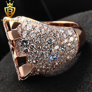 Anillo de Hombre de Plata de Ley 925 con Baño de Oro Rosa y Moissanita, Estilo Hip Hop, Diseño OEM/ODM de Fábrica, Certificado GRA - Product Image 4