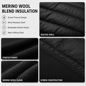 <b>Wool</b> Cotton Padded Men's Grey Shell Outdoor Lightweight <b>Thermal</b> Liner Stand Collar Jacket Custom Logo Premium Warm Breathable Hi - Product Image 3