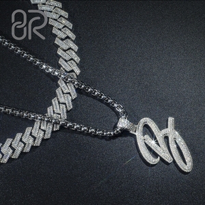 Personnalisé Moissanite Cercle B Lettre Pendentif Usine En Gros Épais 925 Sterling Silver VVS Fine Jewelry - Product Image 2