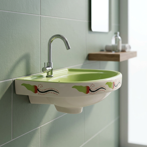 Lavabo de Cerámica de Piedra Natural Blue Print, Lavabo de Pared para Baño, Lavamanos para Hotel, Proyecto Comercial, Venta al por Mayor - Product Image 6