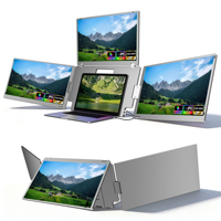 Moniteur portable triple 18,5 pouces IPS FHD 1080P avec connexion USB-C pour le codage, le streaming et les jeux professionnels, configuration facile, rotation libre