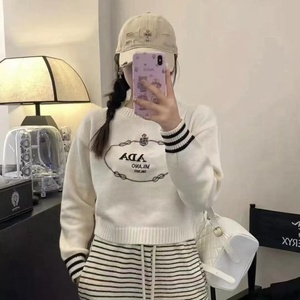 Maglione Invernale di Lusso da <span class=keywords><strong>Donna</strong></span> in 100% <span class=keywords><strong>Cotone</strong></span>, Pullover con Ricamo, Maniche Lunghe, Casual, Lavorato a <span class=keywords><strong>Maglia</strong></span> con Logo Personalizzato - Product Image 6