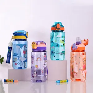Bouteille d'eau personnalisée avec dessin animé pour enfants Cadeaux de rentrée scolaire Eau pour enfants avec paille