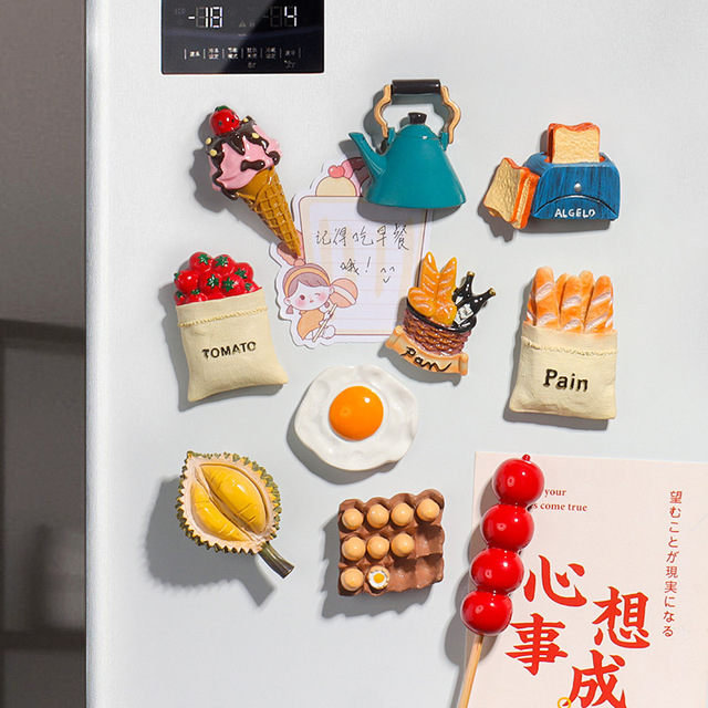 Promotional Wholesale Custom 2D 3D Epoxy Fridge Magnet Resin Cute Food Fridge Magnets