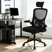 Chaise de bureau ergonomique en maille pivotante avec appui-tête pour le bureau à domicile, les jeux et les postes de travail