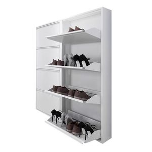 Steel <b>Shoe</b> Cabinet Wall Mounted Multi Layer Storage Rack <b>For</b> Entryway Home Use Solid Color Rectangle Design - Product Image 5