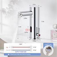 Mitigeur de lavabo moderne en laiton à poignée unique avec capteur de température infrarouge sans contact, à débit contrôlé, en céramique, monotrou, pour extérieur