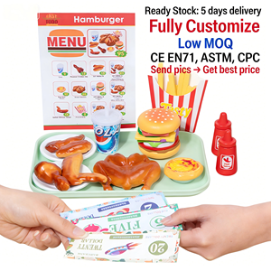 Ensemble de <span class=keywords><strong>jeu</strong></span> de restauration rapide pour enfants d'âge préscolaire, sans BPA, non toxique, sûr, avec menu et monnaie, certifié CE ASTM - Product Image 1