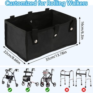 <b>Roller</b> Basket Walker Under Seat Bag Black Small 35x23x15cm <b>Large</b> 37x24x19cm Storage Accessory For Walking Aid - Product Image 5