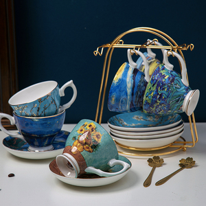 <span class=keywords><strong>Vincent</strong></span> <span class=keywords><strong>Van</strong></span> <span class=keywords><strong>Gogh</strong></span> Fine Bone China 200 ml taza de café y platillo, juego de tazas de té de recuerdo para regalo - Product Image 3