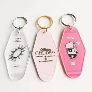 Design Promotional Custom logo Color Material Key TAB Blank Plastic Vintage Vintage Motel Rooms Hotel Keychain - Product Image 4