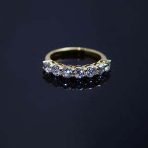 18K oro bianco fede nuziale laboratorio coltivato bianco diamante bolla eternità mezzo anello con perla gigi gioielli certificati per il matrimonio - Product Image 5