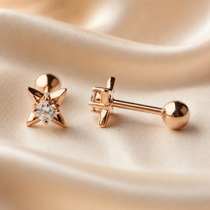 Pendientes de Oro Sólido de 18K Xinfly con Diamante Natural de Corte Brillante, Diseño de Cuatro Puntas, Cierre de Rosca, Certificados como Joyería Fina - Product Image 5