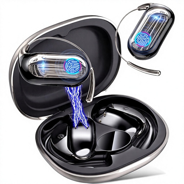 YYK-Q17 New198 Languages AI Translation Earbuds for 6.1 Open-Ear Design  4-in-1 Smart Mode Touch Screen Real-Time Translator for