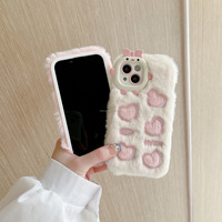 Coque de téléphone en peluche lapin mignon avec cœurs, en stock, pour iPhone 13 PRO/6.1, 13 PRO MAX, 14/6.1, IP 14 PLUS