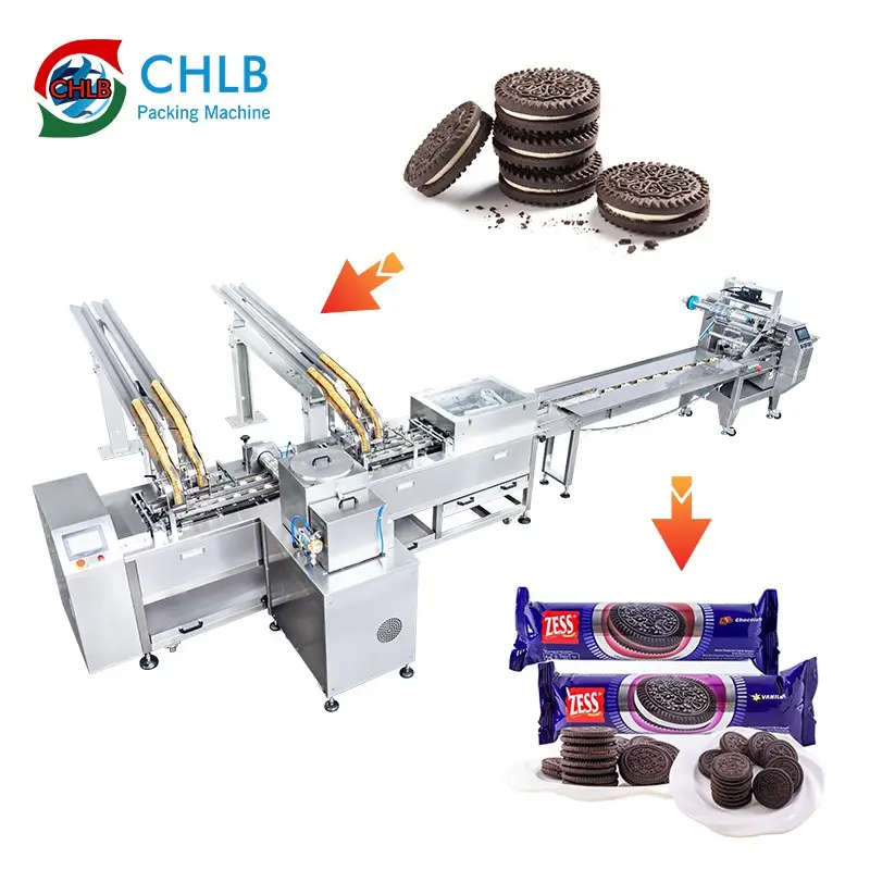 Machine d'emballage de biscuits facile à utiliser ligne d'emballage de gâteaux aux barres de chocolat ligne d'emballage horizontale de biscuits pour sandwich
