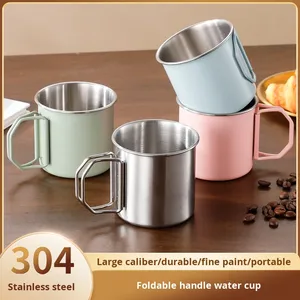 <span class=keywords><strong>Taza</strong></span> de Acero Inoxidable 304 de Una Sola Capa, Plegable, para Viajes al Aire Libre, <span class=keywords><strong>Taza</strong></span> de Doble Capa, Portátil, con Asa Colorida, Práctica <span class=keywords><strong>Taza</strong></span> para Agua - Product Image 4