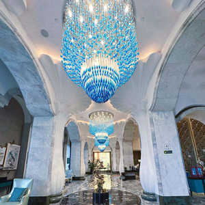 사용자 정의 대형 높은 천장 빗방울 펜던트 조명 교수형 조명 물방울 호텔 샹들리에 럭셔리 - Product Image 3