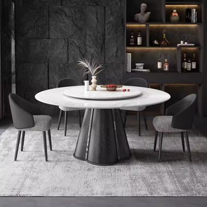 Mesa de comedor redonda con tapa giratoria para sala de estar, diseño minimalista moderno, uso para adultos y personas mayores - Product Image 2