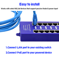 Módulo de Panel de Conexiones de 1000Mbps, Switch POE de 8 Puertos, Inyector POE Gigabit Pasivo de Ethernet con Alimentación, 56V 1A para Redes WiFi y CCTV
