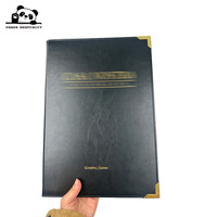 Housse de menu en cuir PU rigide pour hôtel et restaurant, logo en relief, protection d'angle, impression personnalisée, changement facile des pages intérieures, personnalisable