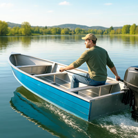 Petit Bateau Économique de 5,5 m avec Coque Durable en Aluminium de 3 mm pour la Pêche en Étang