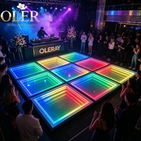 Plancher de danse LED portable OLER avec miroir infini RGB, tuile lumineuse 3D pour la décoration de scène de mariage de luxe et de réception