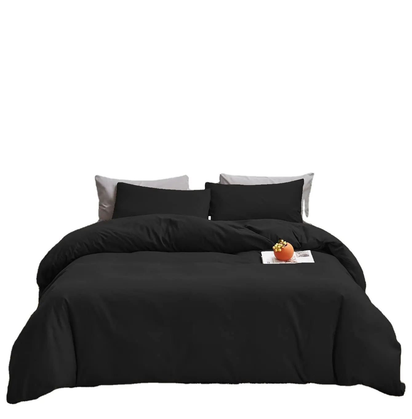 Trooster Sets Koning Plain Black Beddengoed Set Zacht Duurzaam Lichtgewicht Deken Ademend Bed Set