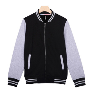 Chaqueta de béisbol para hombre, azul grisáceo, con cremallera, gruesa, cortavientos, informal, combinada, mezcla de algodón y forro polar, para otoño - Product Image 2