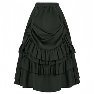 Falda medieval gótica renacentista de mujer, estilo en capas, negra, verde, marrón, para actuaciones de adultos, sin etiqueta - Product Image 3