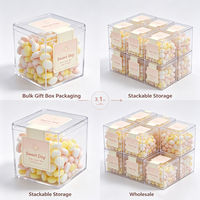 Boîte à bonbons en acrylique transparente personnalisée OEM, boîte de rangement carrée réutilisable pour mariage, baby shower, emballage de cadeaux