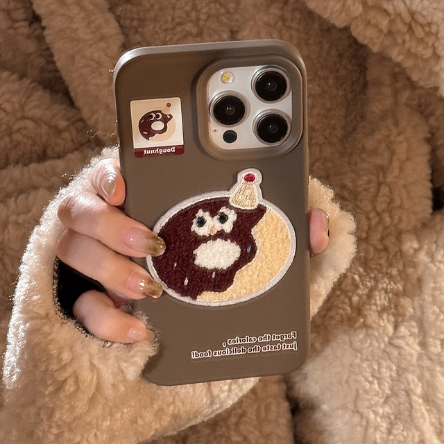 Embroidered Donut Ins Style Phone case for iphone 16 15 14 13 Pro Max Food Chips 3D Plush Soft Cover case