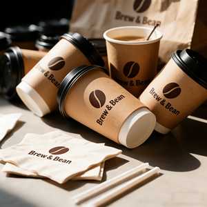 แก้วกาแฟกระดาษสองชั้นสีส้มแบบใช้แล้วทิ้งขนาด 9 ออนซ์ 12 ออนซ์ 16 ออนซ์ ดีไซน์หรูหราสำหรับใส่ชาไข่มุกแบบนำกลับบ้าน พร้อมฝาปิด - Product Image 3