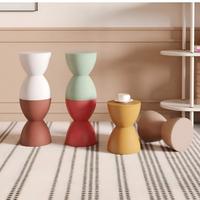Tabouret en plastique léger double texture, forme sablier, en stock, expédition rapide, pour entrée, chambre, salon de thé, utilisation comme table d'appoint