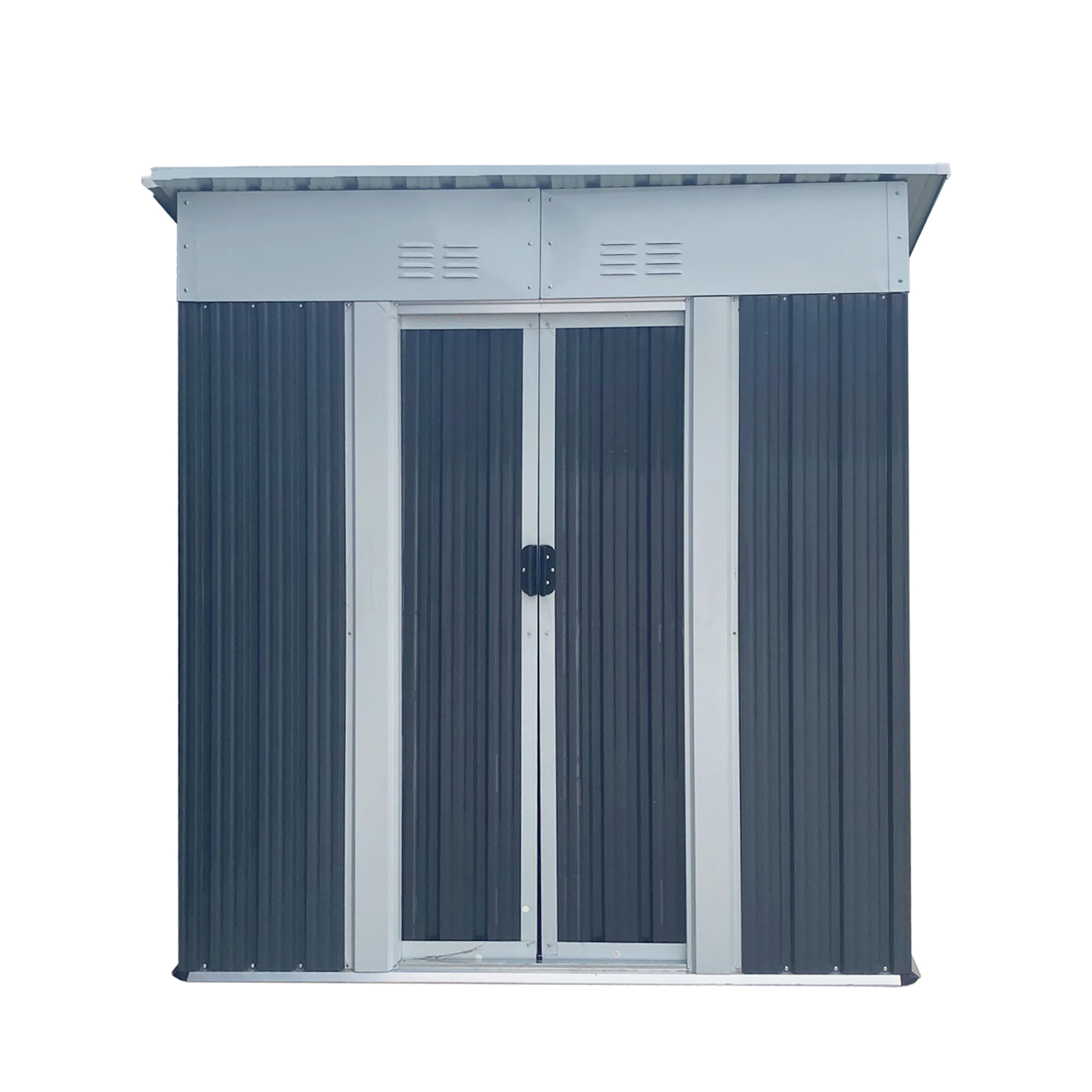 GLGW 5x3 FT Outdoor Storage Shed - Grey Pent Roof Garden Tool Bike Shed with Aluminum Alloy Frame