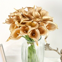 Großhandel Metallisch Silberne Realistische PU-Latex Calla-Lilien für DIY Hochzeitssträuße Partydekoration Künstliche Calla-Lilien-Blumen