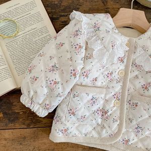 Abrigo Ins de invierno de manga larga grueso de felpa Floral para niña con solapa de encaje Chaqueta de algodón para Bebé Ropa de niña abrigo - Product Image 6
