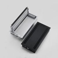Caja organizadora de cables cuadrada de aleación de aluminio para escritorio de oficina con cepillo