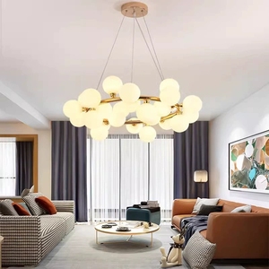 Lustre Moléculaire Transfrontalier Magic Bean, <span class=keywords><strong>Suspension</strong></span> LED Globe en <span class=keywords><strong>Verre</strong></span>, Noir/Doré, Style Nordique Minimaliste de Luxe pour Salon - Product Image 2