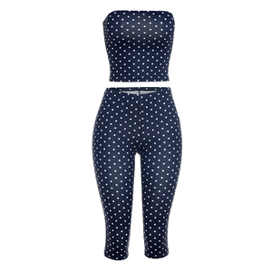 วิวิบลุค J26ST120 ผู้หญิงฤดูร้อนสตรีทแคชชวลเซ็กซี่ลายจุดพิมพ์เสื้อเกาะอกกางเกงครอปแบบรัดรูปชุดสองชิ้น - Product Image 5