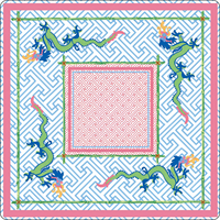 Tapis de mahjong romantique de style parisien 31,5x31,5 pouces, avec bordure florale aquarelle, pour soirée de jeu
