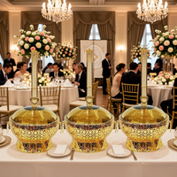Chauffe-plat de buffet professionnel en acier inoxydable 8,0 L, doré, pour banquets de mariage, avec supports réglables, maintien au chaud 60-80°C pendant 6 heures