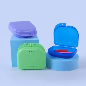 Plastic Orthodontic Customized LOGO Retainer Box Colorful Dental Case Retainer Case