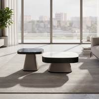 Table basse contemporaine en marbre noir pour salon, grande table basse moderne avec rangement, rectangulaire