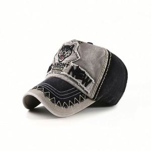 Gorra de Béisbol Deportiva de 5 Paneles, 100% Algodón, Estilo Vintage Desgastado, con Logotipo Bordado Personalizado, Gorras de Béisbol Deshilachadas para Hombre - Product Image 1