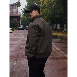 Chaqueta de Motociclista Estilo Americano para Hombre, Chaqueta de Trabajo de Corte Ajustado para Otoño, Cuello Alto, <span class=keywords><strong>Tres</strong></span> Protecciones, Informal para Exteriores, con Cierre Frontal - Product Image 3