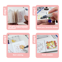 Kit de peinture à l'aquarelle sur le thème des animaux, ensemble d'art de poche pour enfants avec palette, carnet de croquis, pinceaux, jouet éducatif créatif