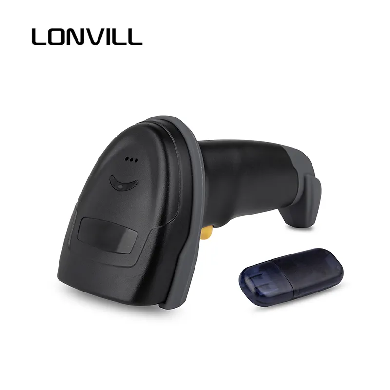 LONVILL Handheld Wired 1D 2D Qr Lector de código de barras Escáner de código de barras inalámbrico para recibo Caja registradora Inventario Cheque bancario